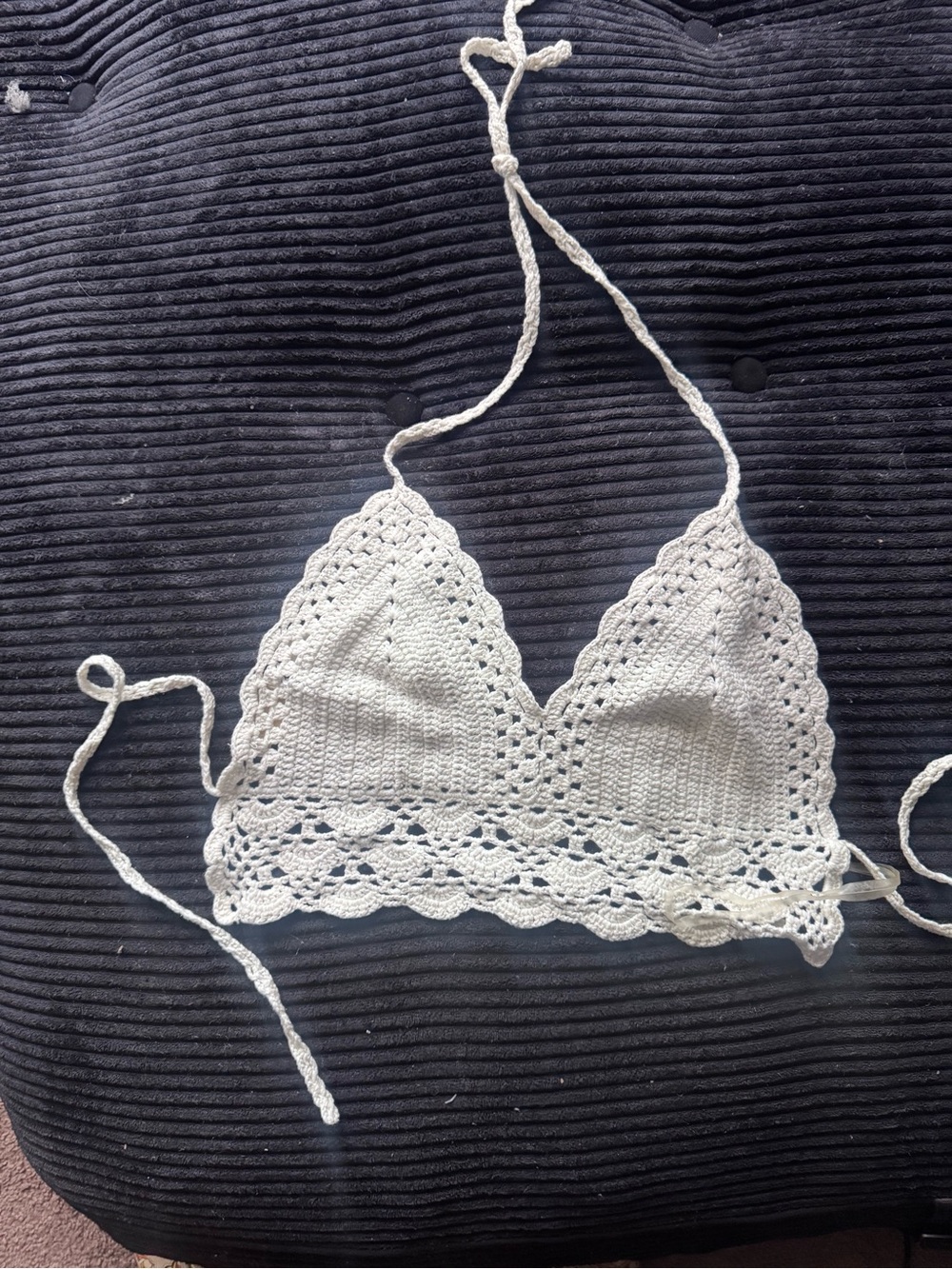 Tilly's White Crochet Halter Bralette Crop Top size small